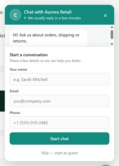 The Tech Pad web chat widget answering a website visitor